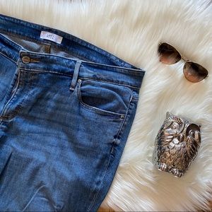 LOFT Painted Floral Slit Knee Jeans